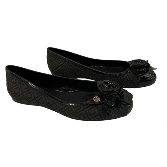 Tory Burch Shoes - Women's Tory Burch Blossom Jelly Ballerina Flats Size 7 - Black